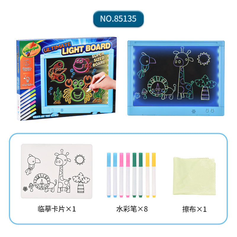 children's led light music writing board 3d lcd handwriting graffiti painting board small blackboard toys wholesale