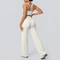 Fashion cross-border nude cross-back bra casual sports hip lifting loose pants fitness yoga wear two-piece set for women