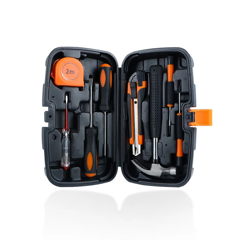9-piece hardware toolbox for household cars, small multi-functional combination tool maintenance manual tool set