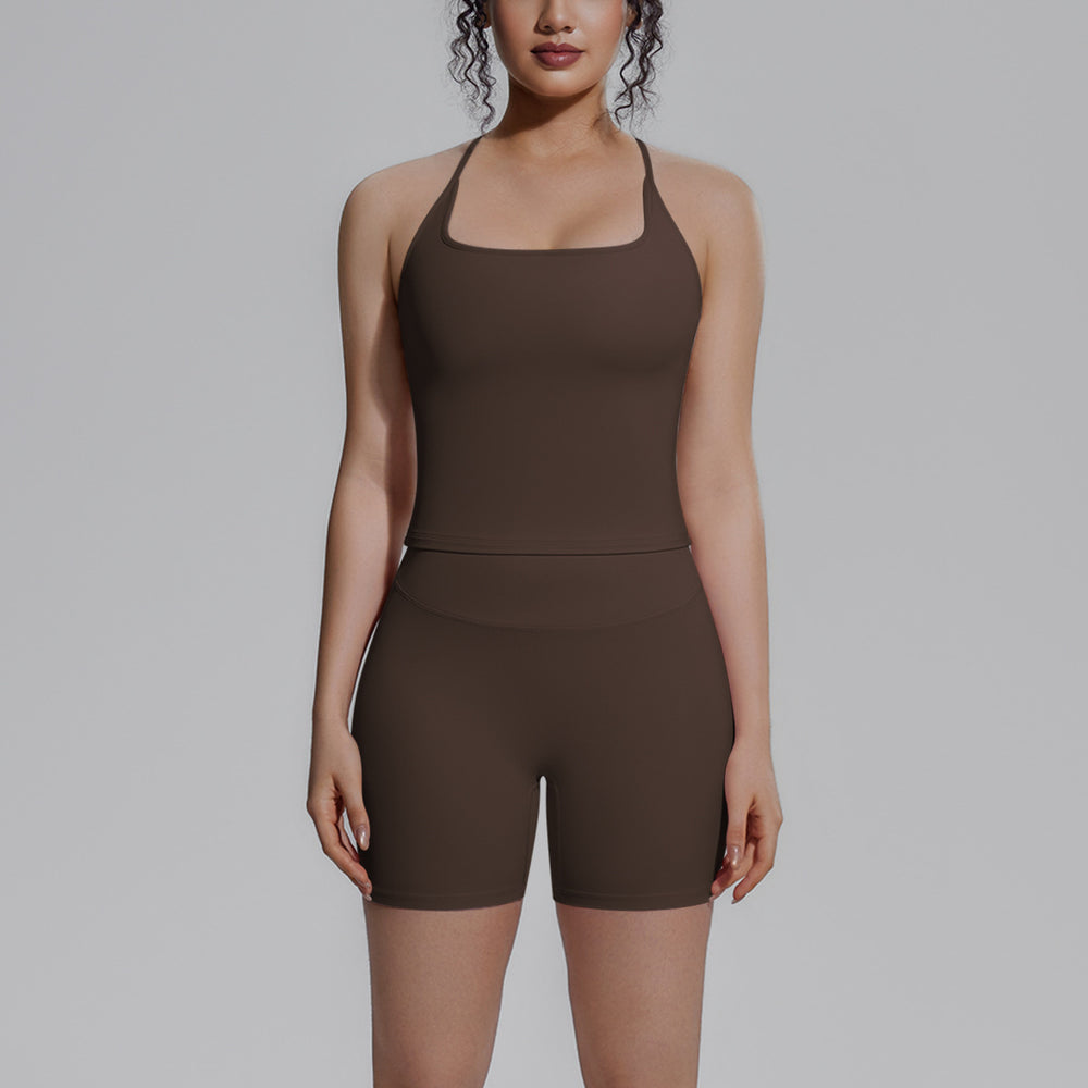 New nude feel racerback compression workout set - high waist, butt-lifting pilates & yoga activewear set