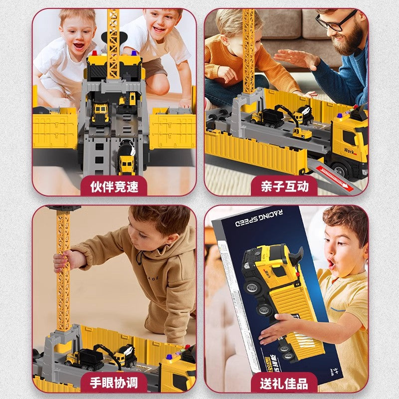 Kids' container crane construction vehicle toy - excavator car for boys, ages 3-6