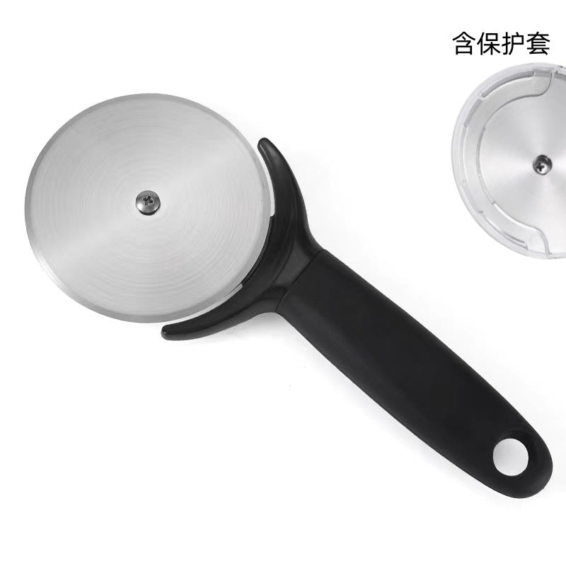 Pizza cutter hob with protective cover, stainless steel cake cutter baking medium, single wheel pizza cutting  hot sale