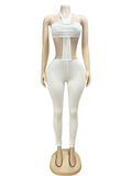 fashion cross-border sexy hot girl nightclub style tight silm tube top halterpantsfashionsuit women's clothing