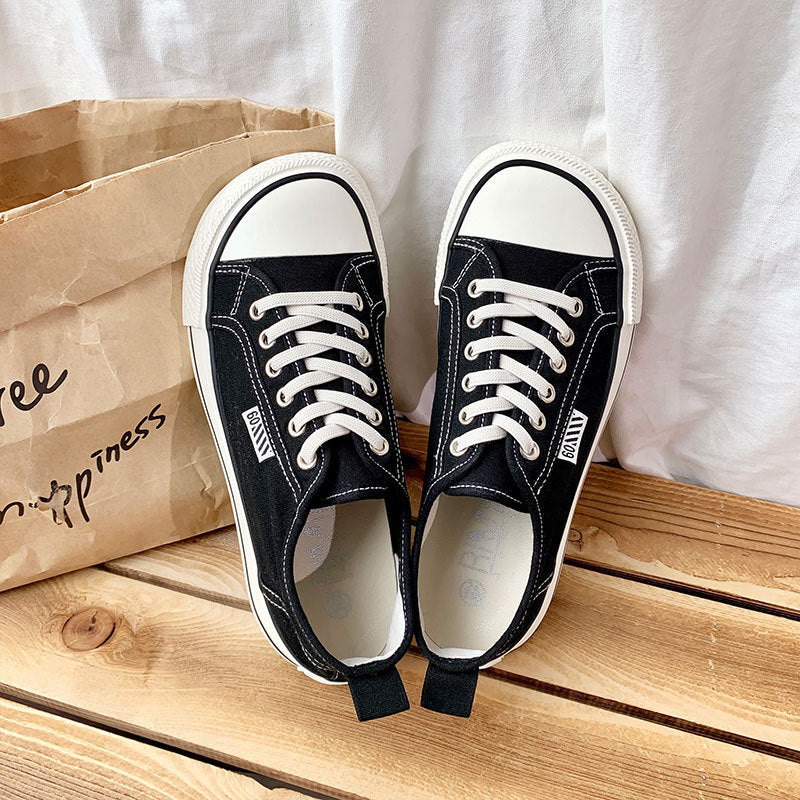 2026 spring new arrival simple canvas shoes for female students k-styleeasiest for match one-legged ugly thick-soled sneakers big toe women's shoes