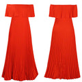 C8594  foreign trade women's new sexy off-the-shoulder pleated maxi dress - european and american style
