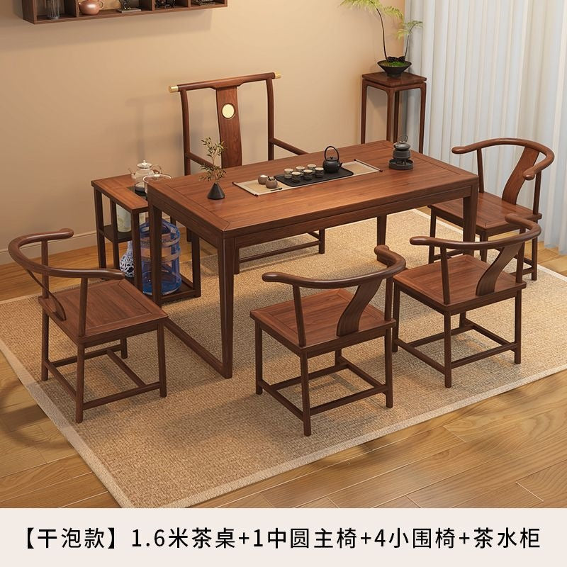 For homesmall apartment balcony solid wood tea table dry tea table all-in-one a complete set of casual modern tea table and chair combination