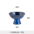 Creative ceramic tall plate for home fruit bowl plate restaurant snacks tea snacks dried fruit plate retro kiln turned ice cream cup
