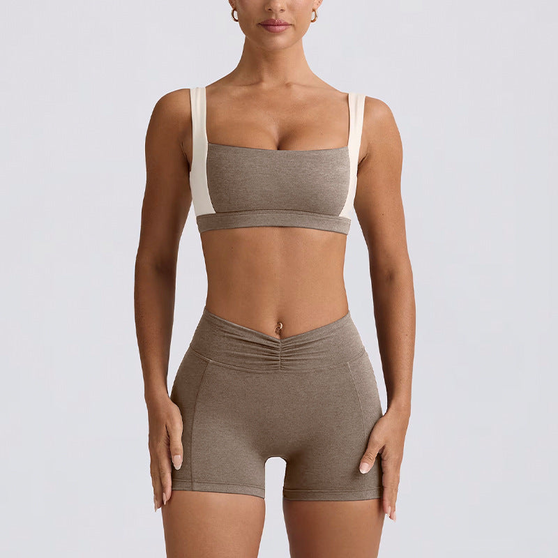butt lift, tummy control, slimming look chest pad, running fitness shorts, halter sports intimates bra, yoga wear suit for women
