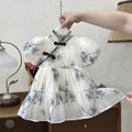 Girl cheongsam dress summer new elegant baby girl chinese style ink retro dress skirt puff sleeve trendy