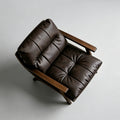 Second-hand style genuine leather chair designer retro house single sofa large flat floor living room balcony casual reading tea chair