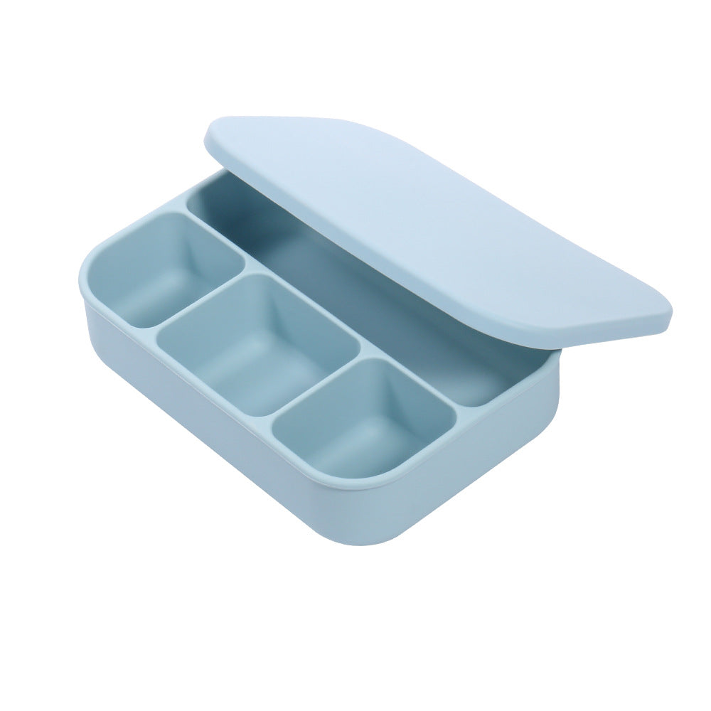 New 4-point food-grade silicone lunch box, microwave oven heating lunch box, refrigerator storage box, student bento box