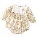 K-style baby summernew arrival bag butt baby pure cotton jumpsuit floral long sleeves romper female baby khaki