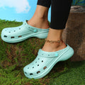 Thick solepvc crocs women's summer outwearplatform shoes bottom toe cover half drag non-slipfashion heightened beach sandals