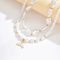 hot-selling accessible luxury french irregular baroque imitation pearl necklace summer versatile fishtail stacked clavicle chain