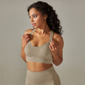 Shockproof push-up criss-cross back sports bra - running, fitness, quick-dry, seamless knit yoga top for women