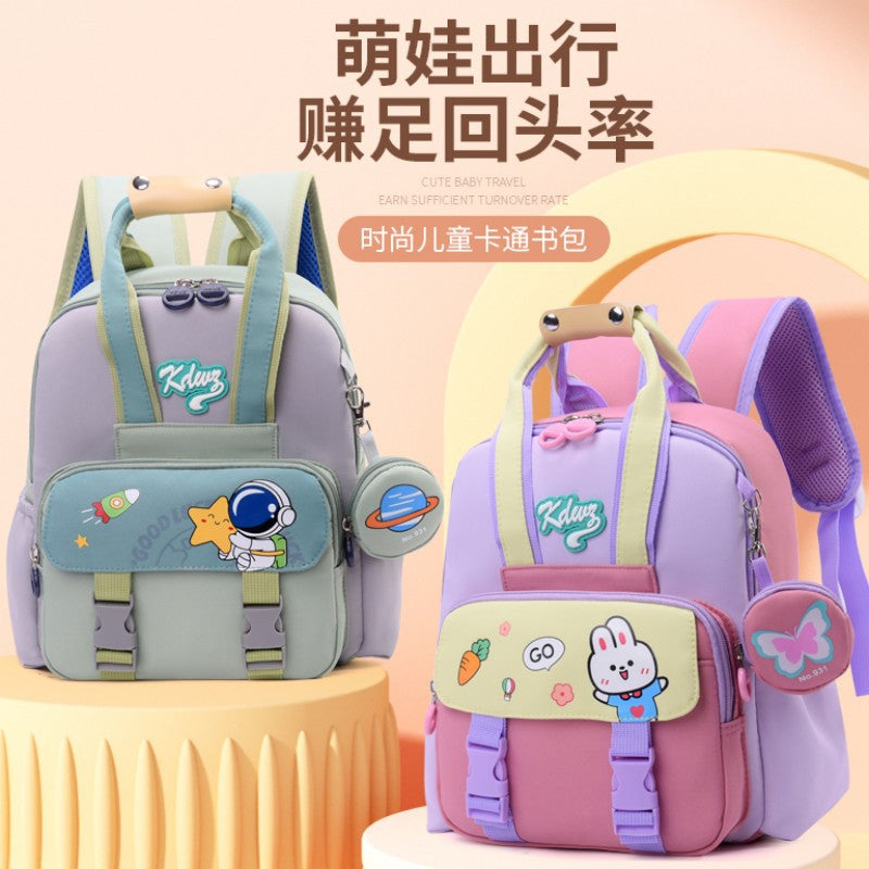 New cartoon cute children's backpack lightweight weight weight reduction 3-8 year old boy and girl baby schoolbag casual trend backpack