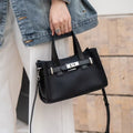 First-layer cowhide niche style design tote bag classy sense 2024fall and winter novice hand-held kelly bag shoulder crossbody bag for women
