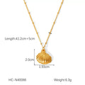 European and american ins style marine element titanium steel necklace non-fading 18k gold stainless steel shell pendant necklace women's necklace