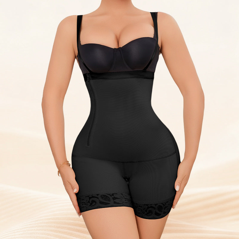 Fashion cross-border one-piece body shaping garment, super tummy control, butt lift, boxer briefs, open crotch, postpartum slimming, breast support, suspender belt