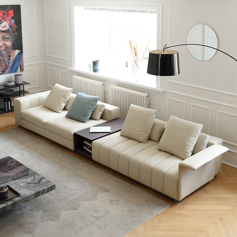 Italian minimalist piano key genuine leather sofa modern casual large apartment house living room combination napa cowhide sofa
