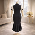 Summernew arrival polka dot tulle sleeve hip skirt single breasted silmmermaid dressbodycon dresses