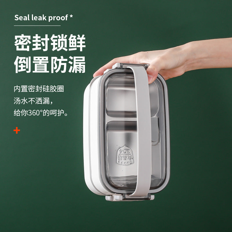 304 stainless steel double-layer lunch box Office workers can microwave oven heating and insulation Japanese-style divided lunch box multi-layer lunch box