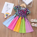 kids' summer short-sleeve dress - heart, dinosaur, and rainbow print