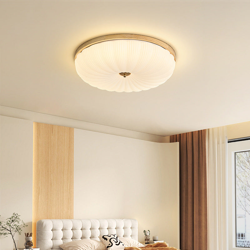 Bedroom light Ceiling light Log color imitation crystal retro American room light Full spectrum eye protection Master bedroom solid wood lighting