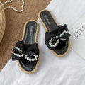 New women's summer slippers - korean style, wearable outdoors, pearl & bowknot flower beach sandals, women's ins flat slippers
