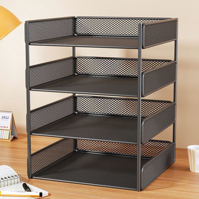 A4 file organizer desktop storage box - multi-layer, high-capacity office document, record, and paper sorting rack