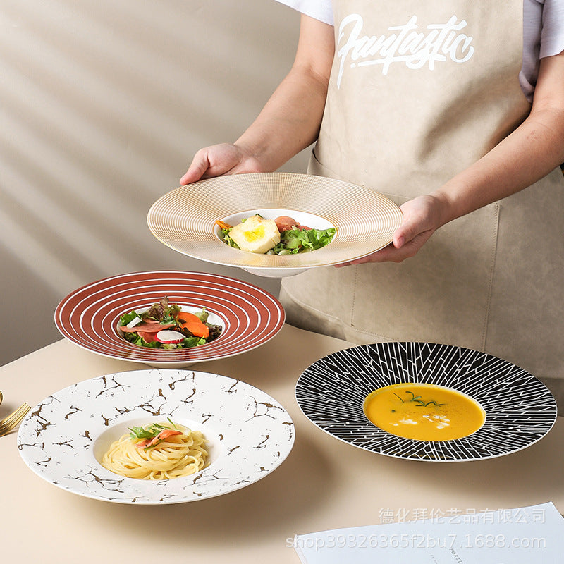 Nordic creative high-end western dinner plate pasta plate hotel restaurant upscale dessert pastry pasta presentation plate