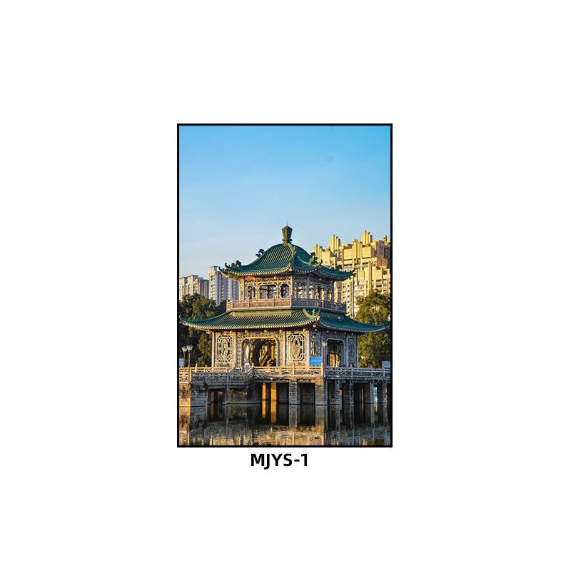 Jieyang ancient city architectural landscape hanging painting hotel box wall decoration painting hot pot restaurant restaurant characteristic cultural tourism mural