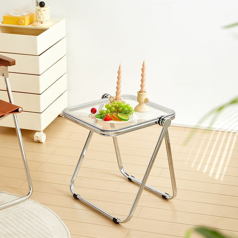 Transparent foldable small coffee table casualfor homecasual sofa corner table balcony small table scandinavianaccessible luxury bedroom side table
