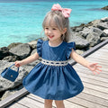 Kids' princess dress  new style baby girl dress denim vest dress chic girls' pleated skirt summer