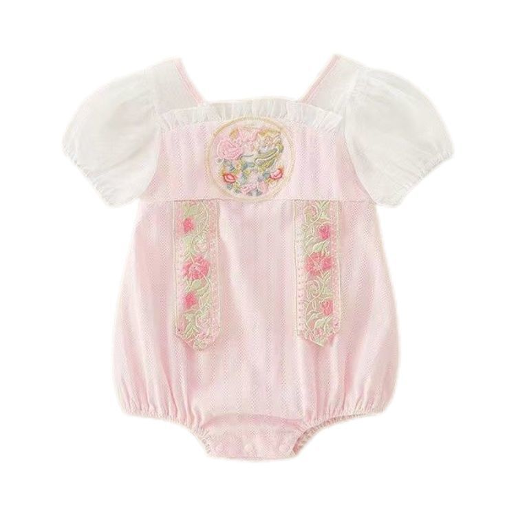 Baby clothes summer thin one-piece short-sleeved one-year-old baby girl summer dress fashionable summer outing short-sleeved butt-covering