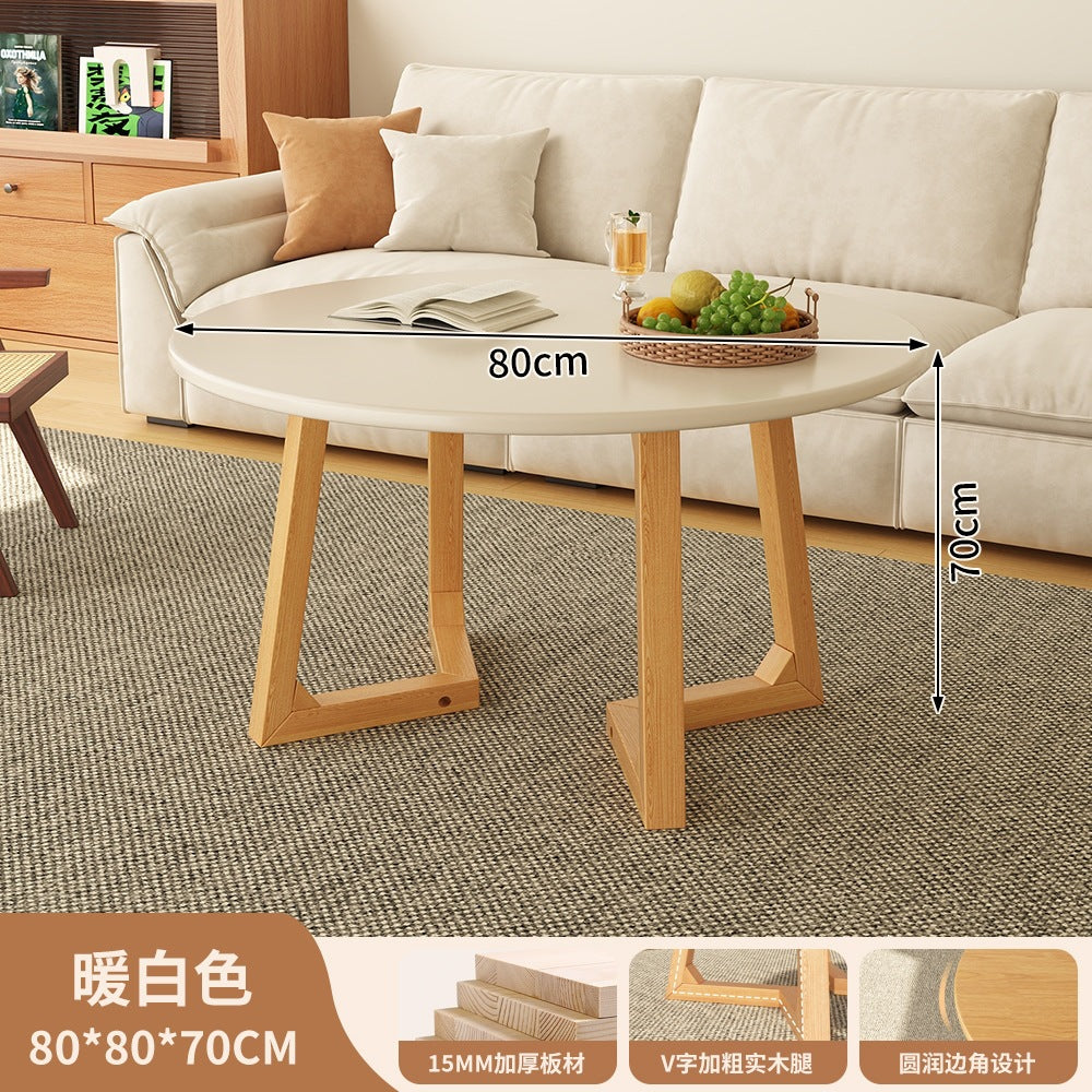 Japanese style solid wood living room coffee table small apartment insfor home log style round side table casual dining tea table