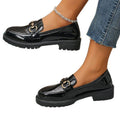 export british style women's leather loafers  new chunky heel single shoes plus size platform shoes spring and autumn loafers
