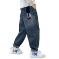 Boys' spring pants: new  denim jeans for spring and autumn, kids' trousers, trendy boys' street style pants, loose fit korean style