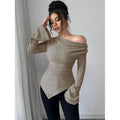 Real shot of export cross-border 1688shein  bell sleeve swing collar knittingtops