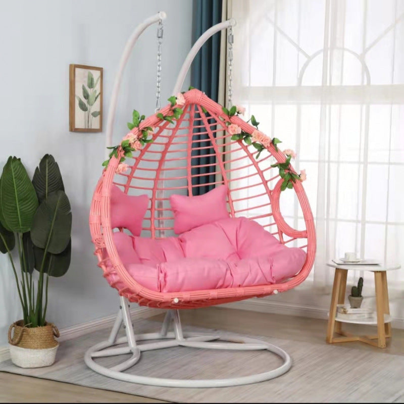 Romantic hanging basket rattan chair for home indoor hanging chair swing adult hammock balcony single double living room rocking lounge chair
