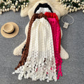 French cutout polka dot tassel midi skirt - women's spring korean style high waist slimming a-line work skirt