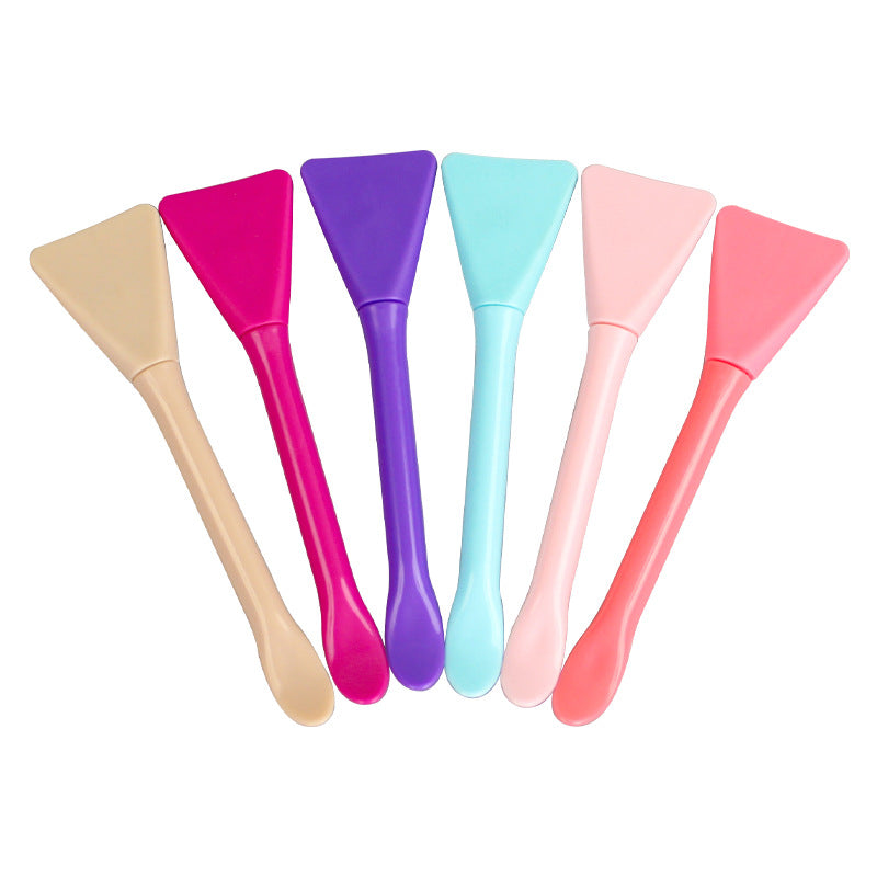 Beauty mask tool set with spatula, plastic silicone brush, dual-ended applicator, soft-tipped mask brush, individually packaged