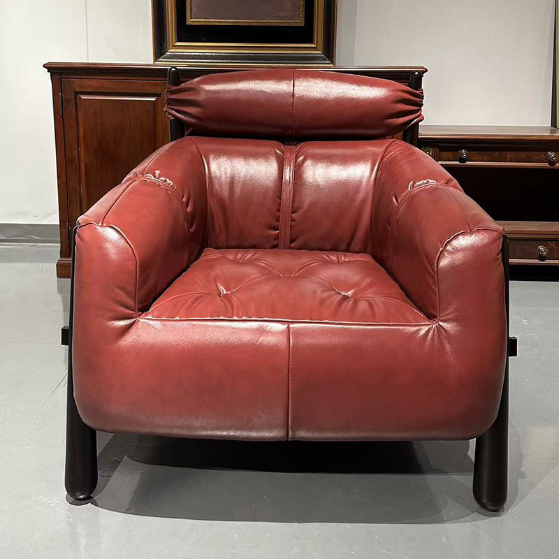 Vintage solid wood sofa, light luxury designer creative single sofa, ash wood fabric chair, designer sofa