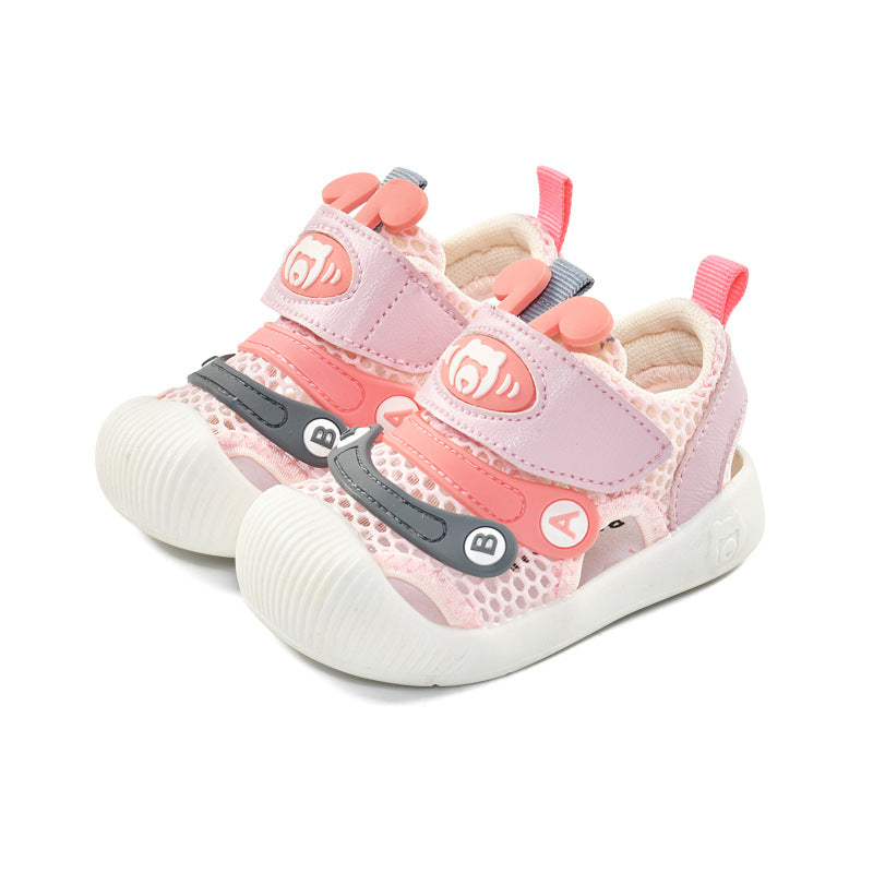 Baby sandals for girls, summer first walker shoes, 0-1-2 years old infant anti-slip soft sole mesh shoes for babies and toddlers, boys' shoes