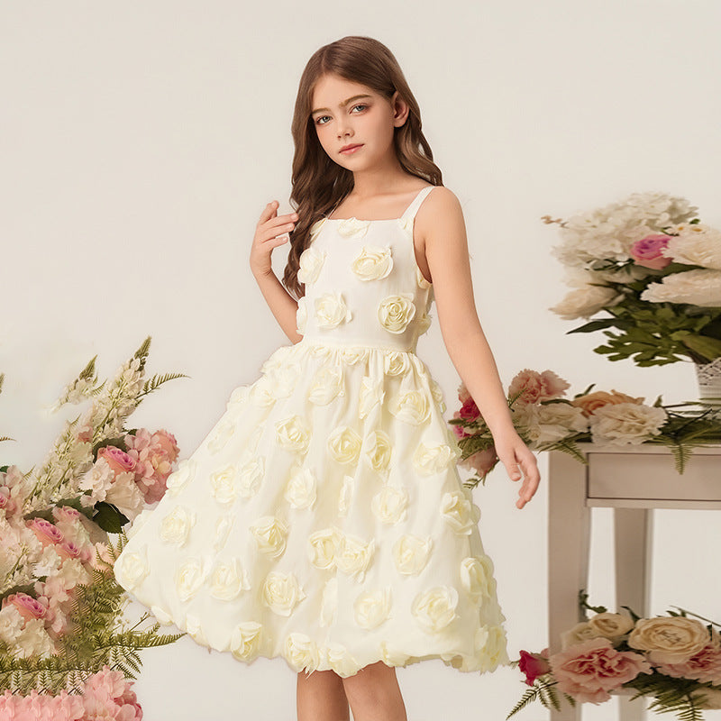 personalized girlnew arrivaldressstereo flowerfashionfashionable princess dress kids girl princess dress