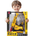 Kids large pile driver excavator engineering vehicle rotate adjustable artificial drilling machine light music boy toy
