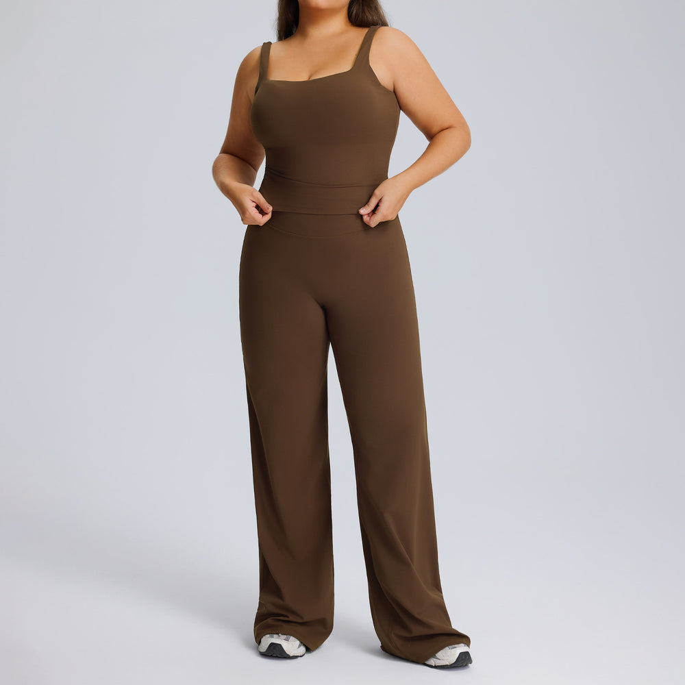 European and american plus size straight-leg yoga outfit set - high elasticity, breathable, quick-drying activewear for women's outdoor running and fitness