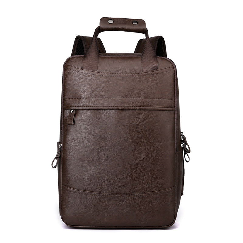 Cross-border men's backpack large-capacity business leather computer bag trendy fashion travel backpack student schoolbag