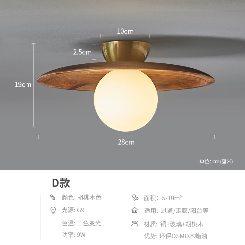 Zhongshan Lighting Aisle Light Entrance Light Balcony Ceiling Light Walnut Personality Homestay New Chinese Lighting