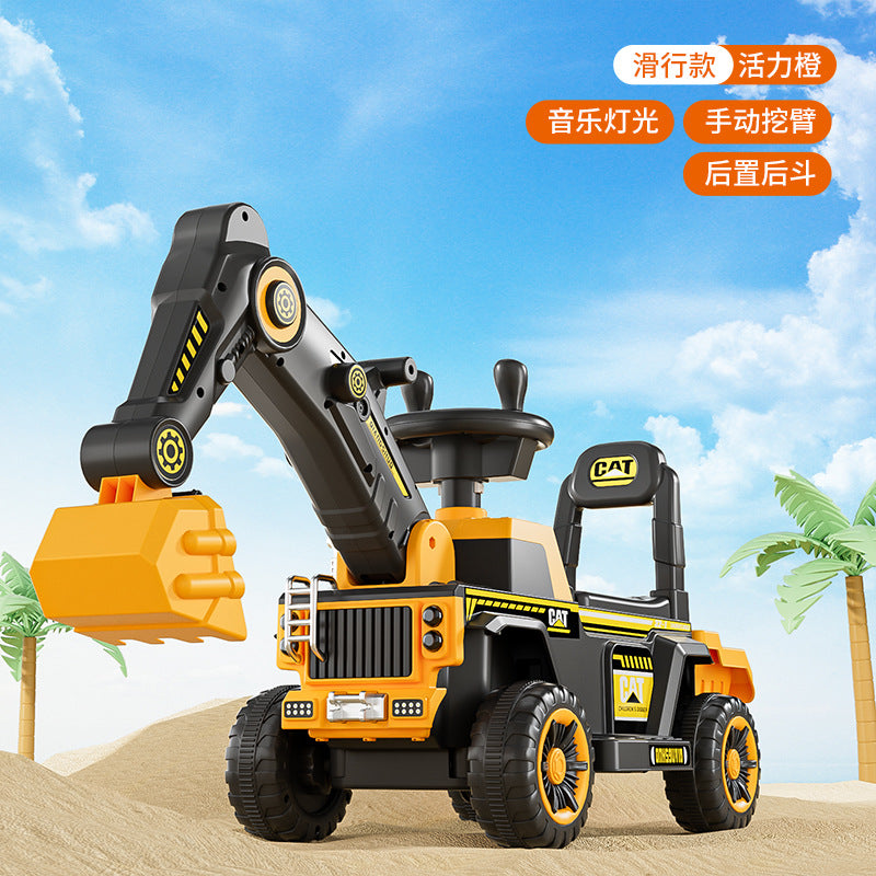 New children's excavator electric seated four-wheeled car large toy excavator baby remote control excavator